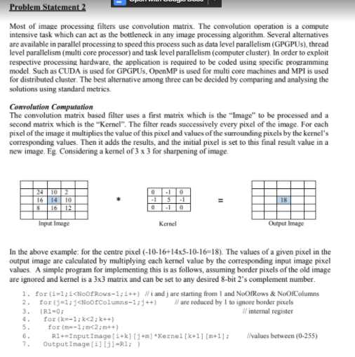 Problem Statement 2 Most of image processing filters | Chegg.com