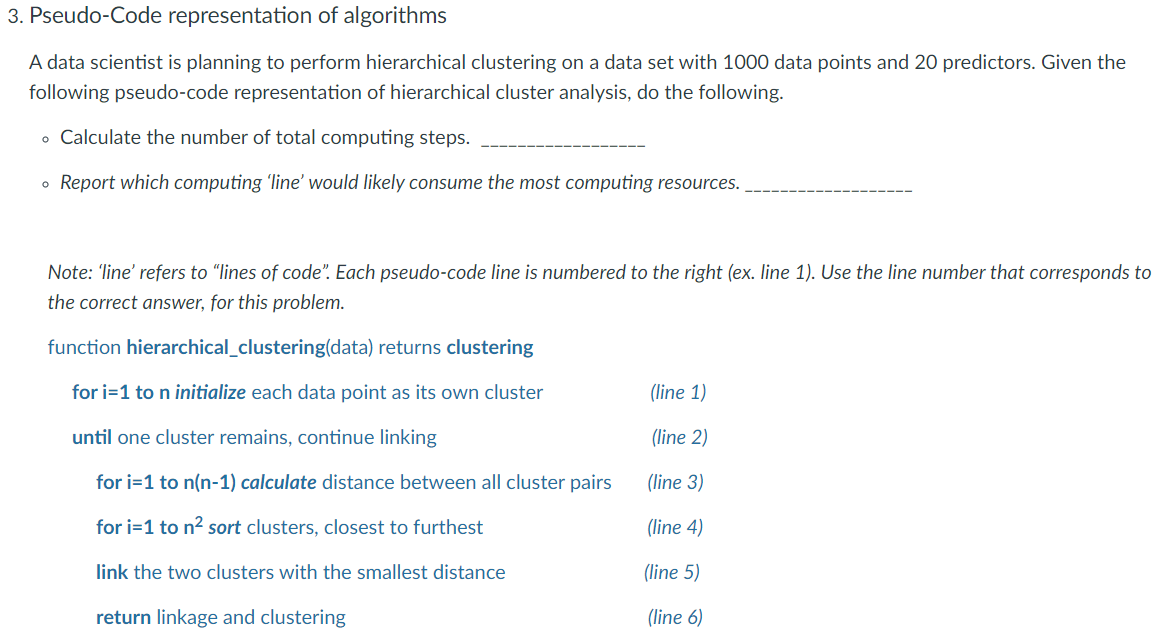 Solved 3. Pseudo-Code representation of algorithms A data | Chegg.com