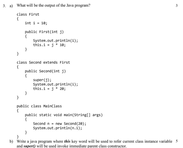 Solved 3 3 3. a) What will be the output of the Java | Chegg.com