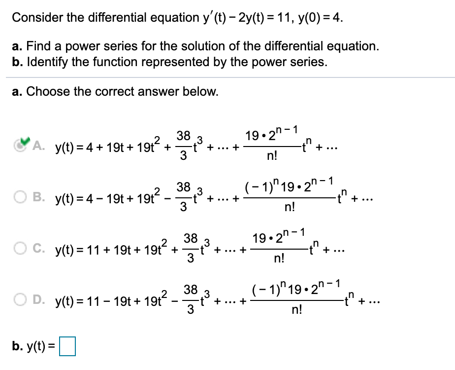 Solved Consider the differential equation y' (t) – 2y(t) = | Chegg.com