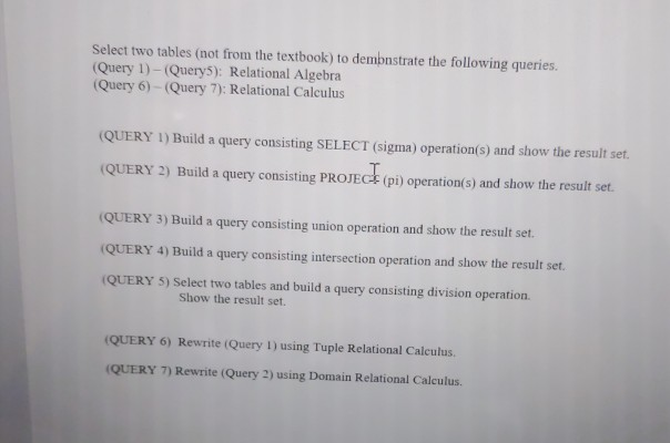 Solved Select two tables (not from the textbook) to | Chegg.com