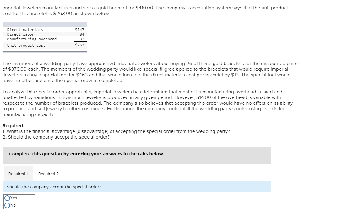 Solved Imperial Jewelers manufactures and sells a gold