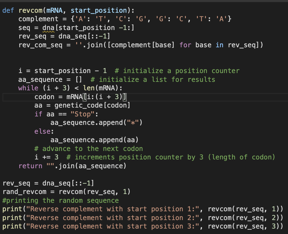 Solved Write code to translate a random DNA sequence into a | Chegg.com