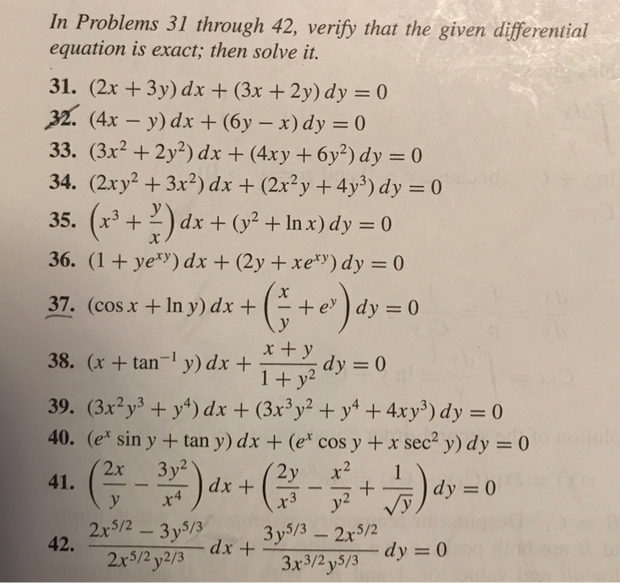 Solved In Problems 31 through 42, verify that the given | Chegg.com