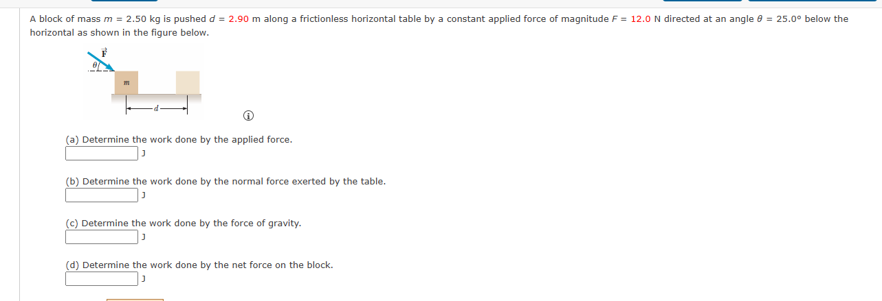 Solved A Block Of Mass M=2.50 Kg Is Pushed D=2.90 M Along A | Chegg.com