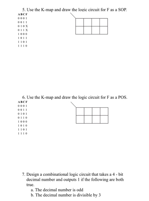 Solved 5. Use the K-map and draw the logic circuit for F as | Chegg.com