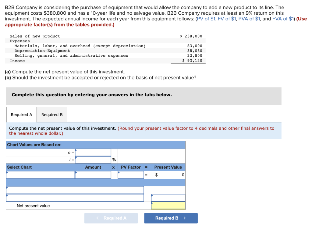 Solved B2B Company is considering the purchase of equipment | Chegg.com