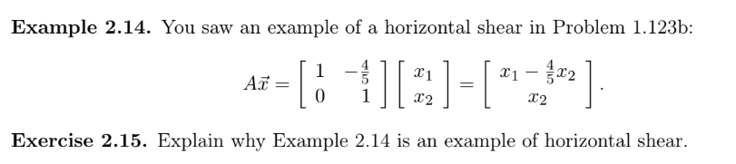 Example 2.14. You saw an example of a horizontal | Chegg.com