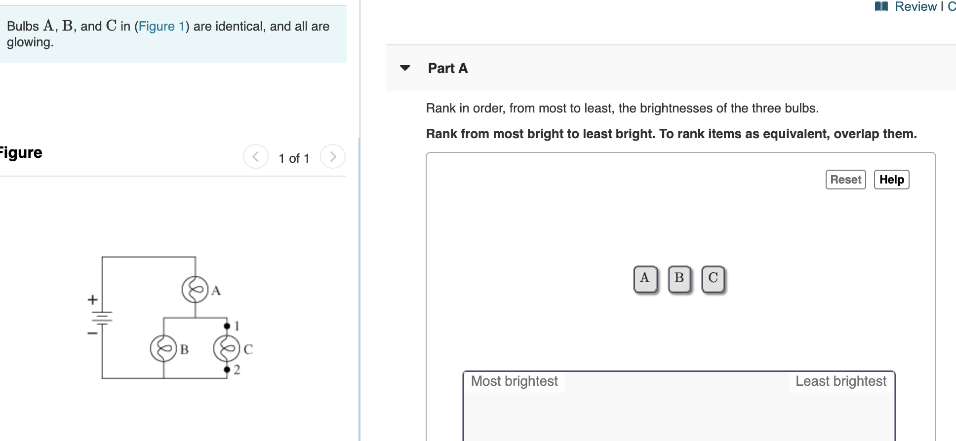 Solved Review IC Bulbs A, B, and C in (Figure 1) are | Chegg.com