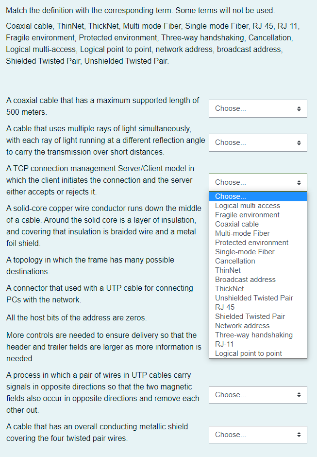 Solved Match the definition with the corresponding term.