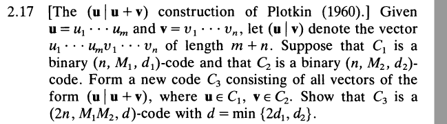 Solved 5.12 Suppose G and Care binary linear codes. Let Cz | Chegg.com