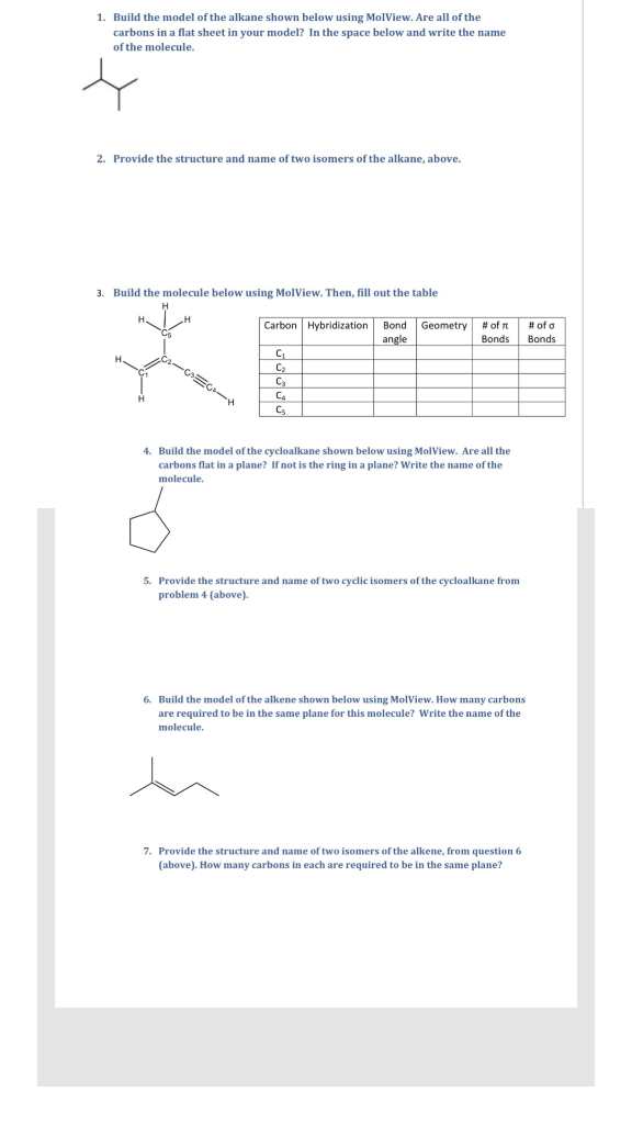 Solved 1. Build the model of the alkane shown below using | Chegg.com