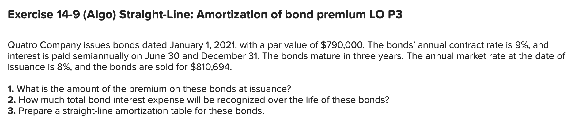 Solved Exercise 14-9 (Algo) Straight-Line: Amortization Of | Chegg.com