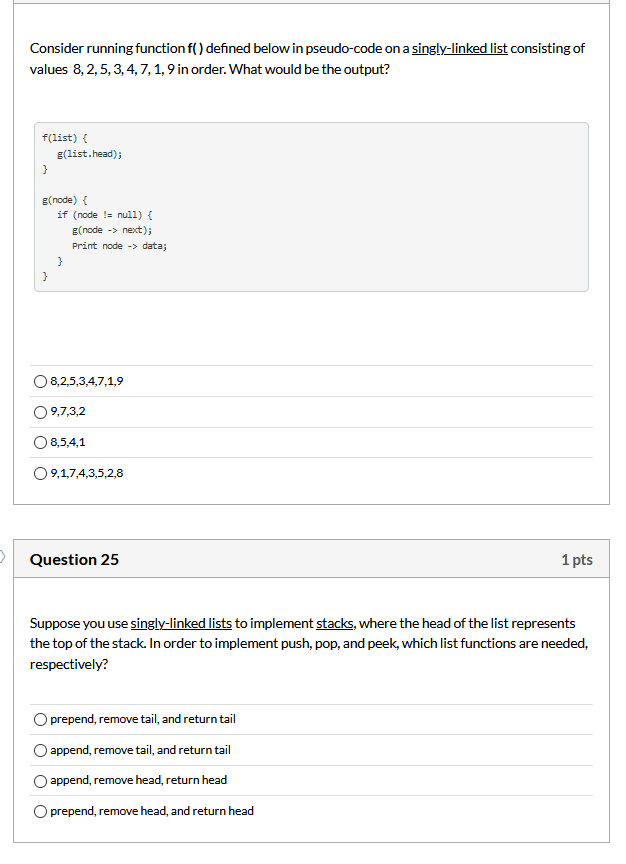 Solved Consider running function f() defined below in | Chegg.com