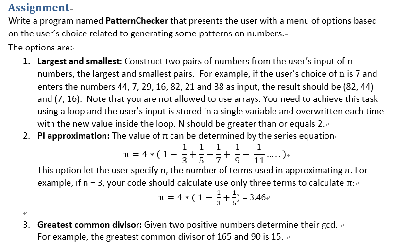 Solved Assignment Write a program named PatternChecker that | Chegg.com