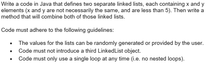 Solved Write a code in Java that defines two separate linked | Chegg.com