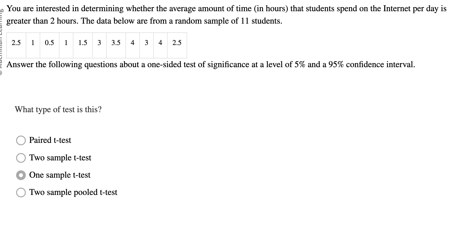 Solved Is the test one sided or two sided?How many degrees | Chegg.com
