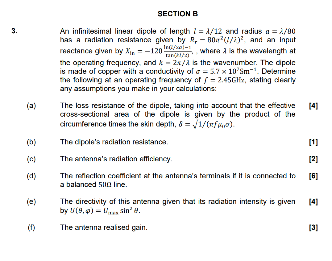 Solved SECTION B An infinitesimal linear dipole of length | Chegg.com