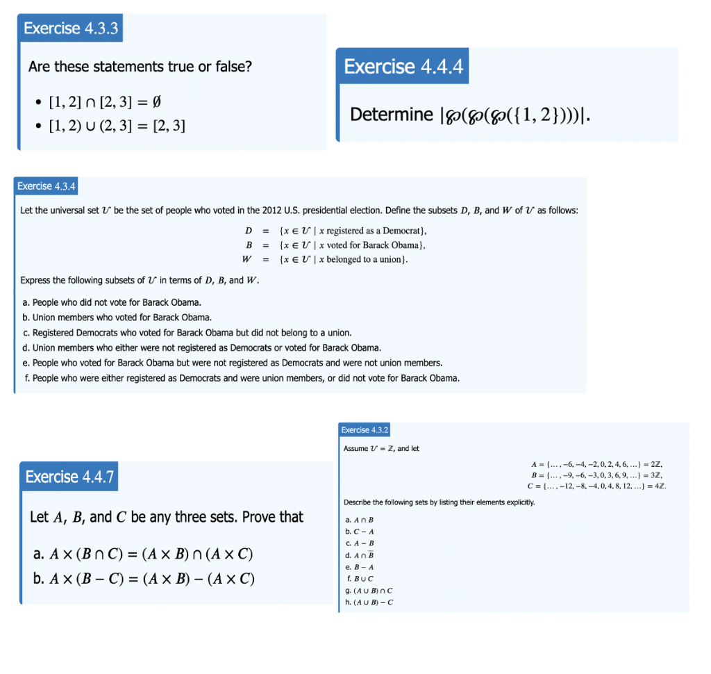 Solved Are these statements true or false? - [1,2]∩[2,3]=∅ - | Chegg.com