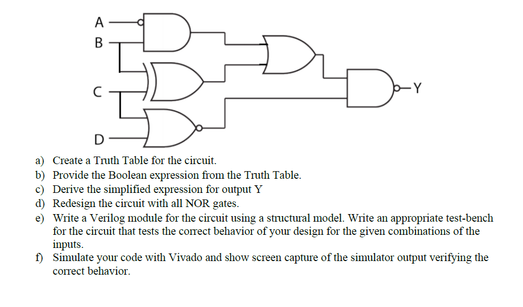 Solved A B D a) Create a Truth Table for the circuit. b) | Chegg.com