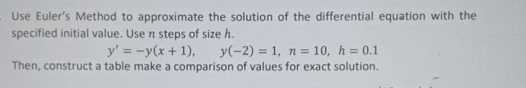 Solved Use Euler's Method to approximate the solution of the | Chegg.com