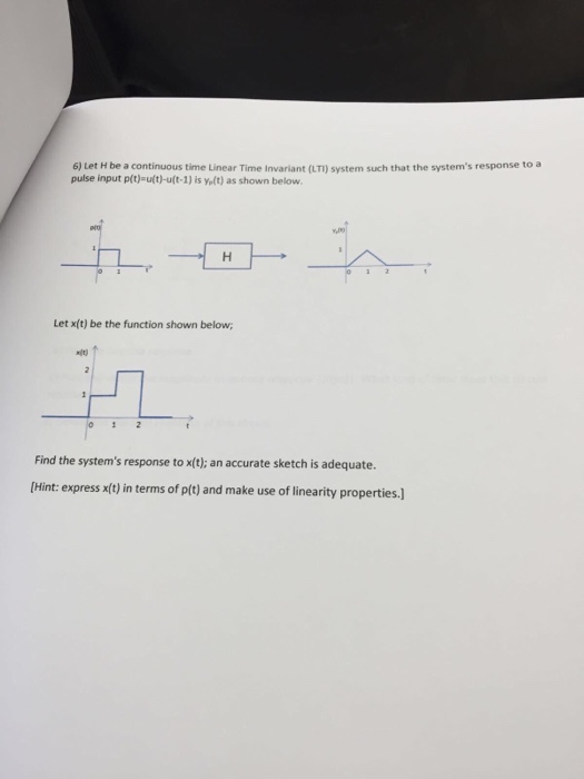 Solved Let H be a continuous time linear Time Invariant | Chegg.com
