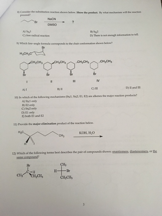 Solved s) Consider the substitution reaction shown below. | Chegg.com