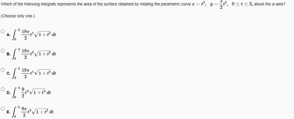 Solved Which of the following integrals represents the area | Chegg.com