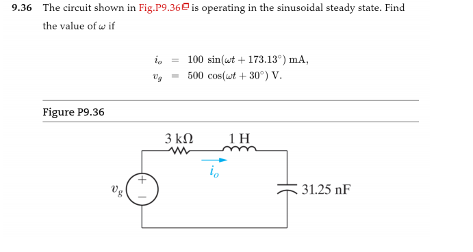 Solved 9.36 The circuit shown in Fig.P9.36 is operating in | Chegg.com