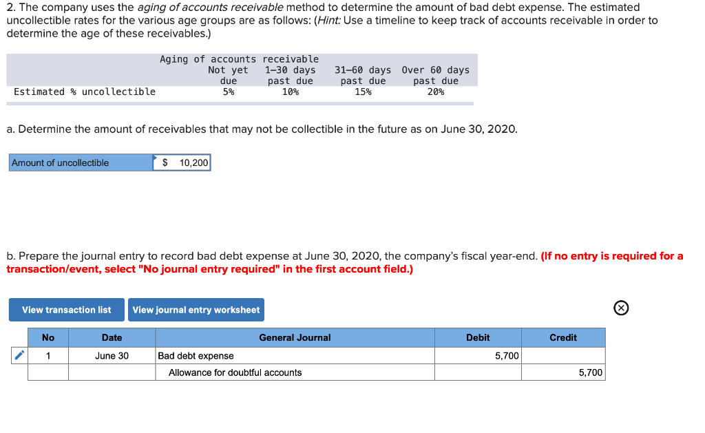 solved-2-the-company-uses-the-aging-of-accounts-chegg