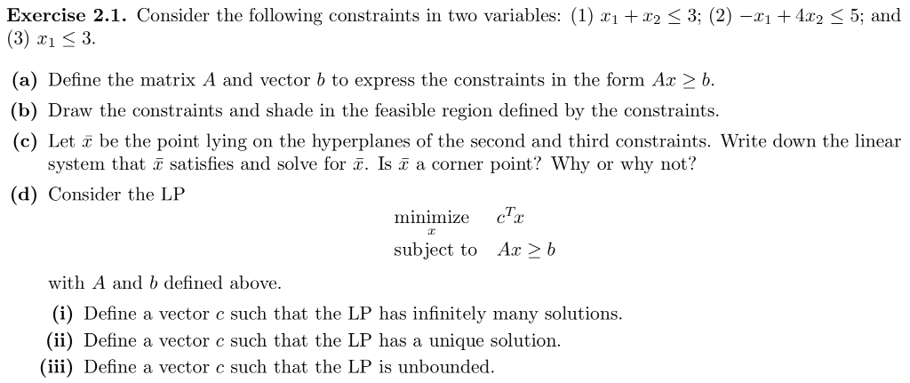 Solved Exercise 2.1. Consider the following constraints in | Chegg.com