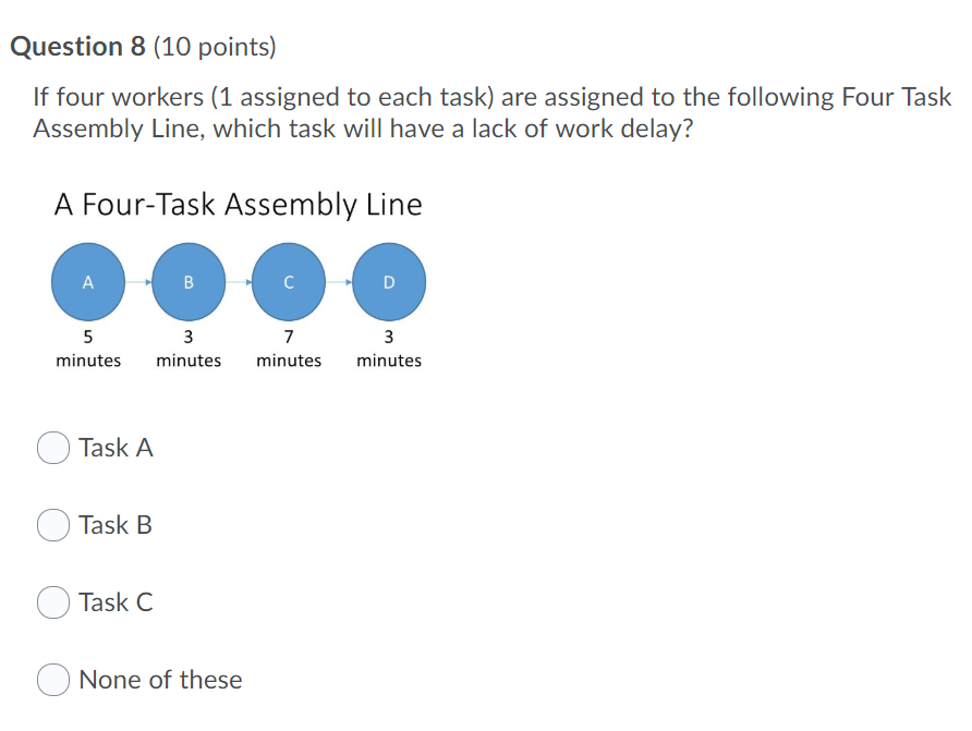 Solved Question 8 (10 points) If four workers (1 assigned to | Chegg.com