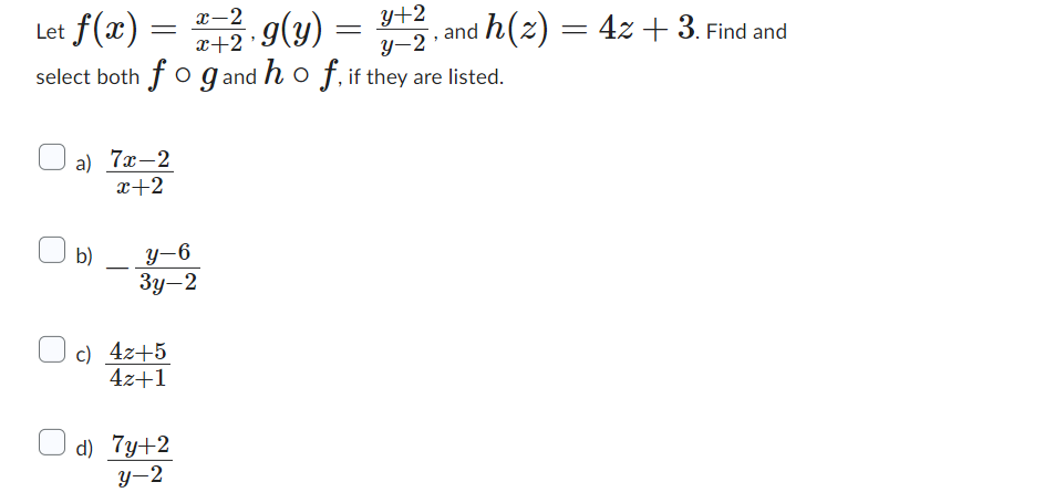 Solved Let Fxx2x−2gyy−2y2 And Hz4z3 Find And 6963