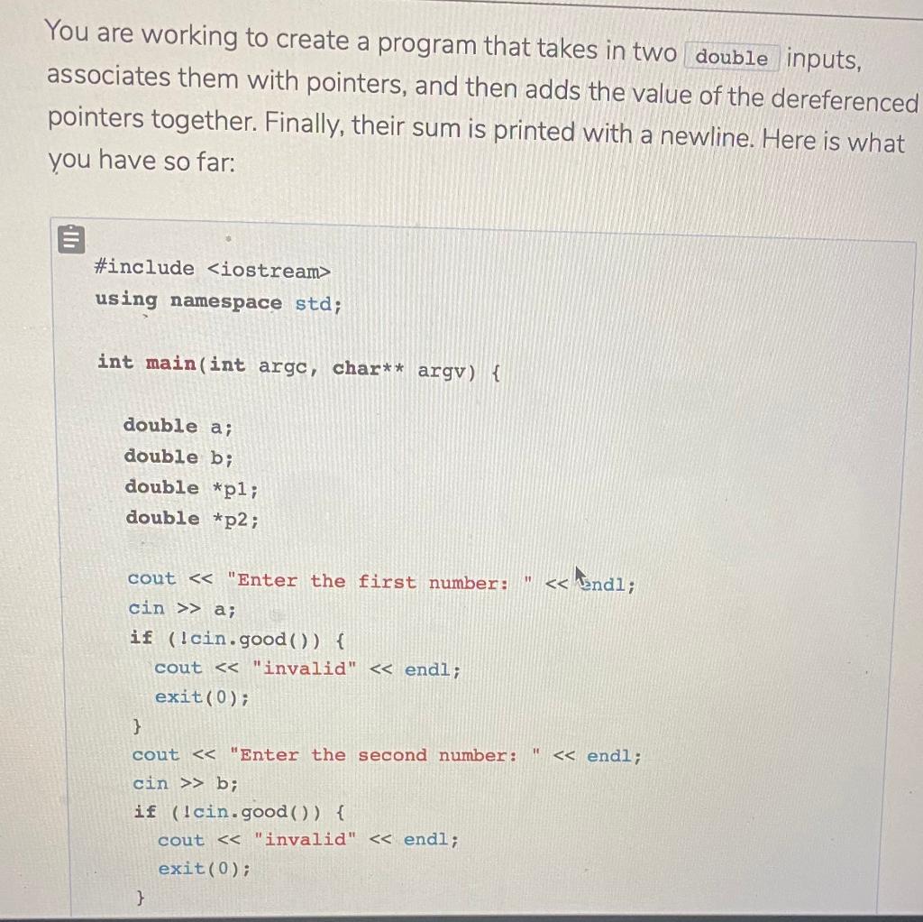 Solved You are working to create a program that takes in two | Chegg.com