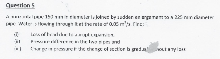 Solved Question 5 A horizontal pipe 150 mm in diameter is | Chegg.com