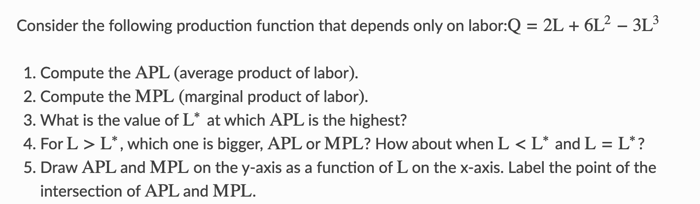 Solved Consider the following production function that | Chegg.com