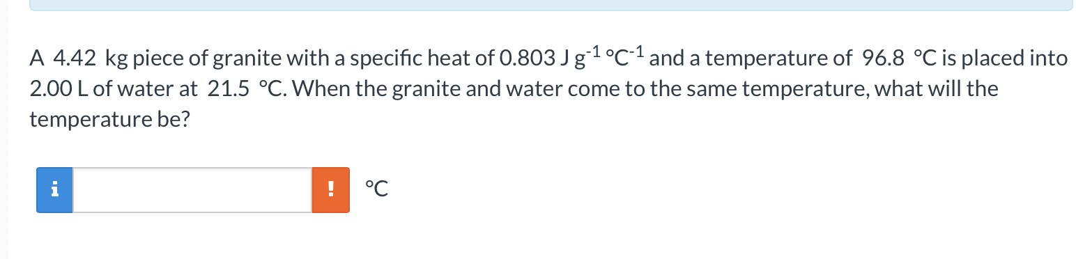 Solved A 4.42 kg piece of granite with a specific heat of | Chegg.com