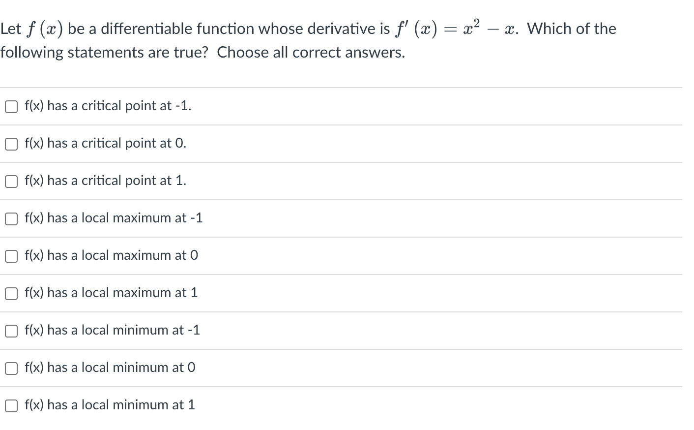 Solved = Let f (x) be a differentiable function whose | Chegg.com
