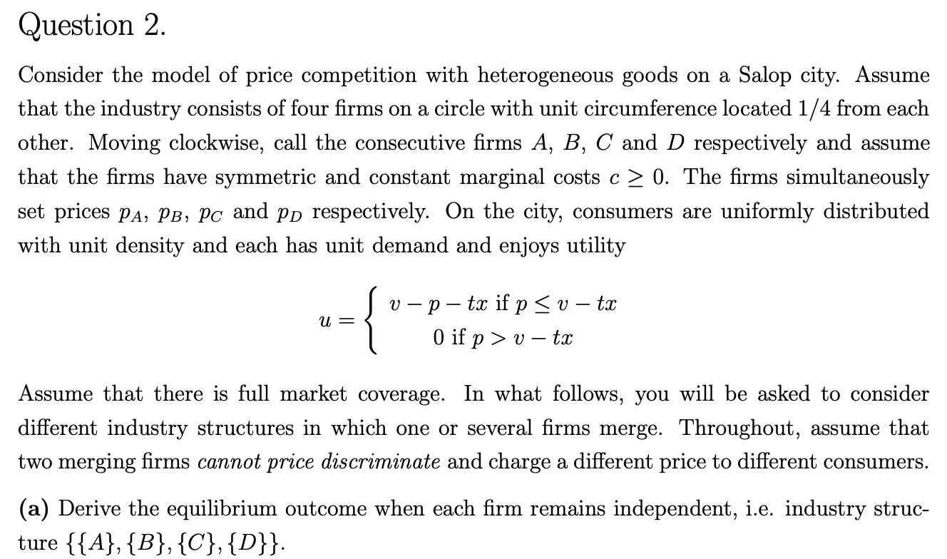 Solved Consider The Model Of Price Competition With | Chegg.com