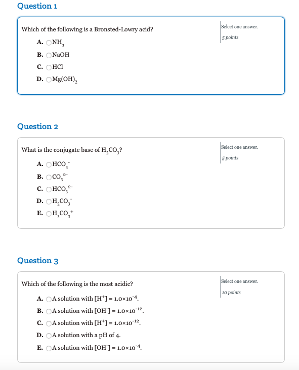 Solved Question 1 Select one answer. Which of the following | Chegg.com