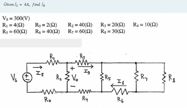 Solved Given 13 4a Find Lo Vs 300 V R1 4 22 Ro Chegg Com