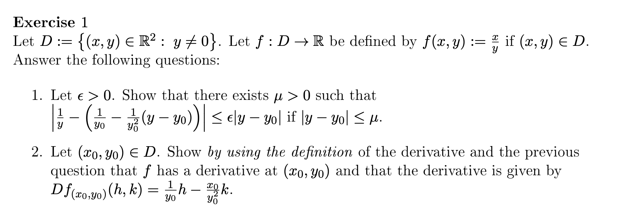 Solved * * *Advanced Calculus: Differentiation of functions | Chegg.com