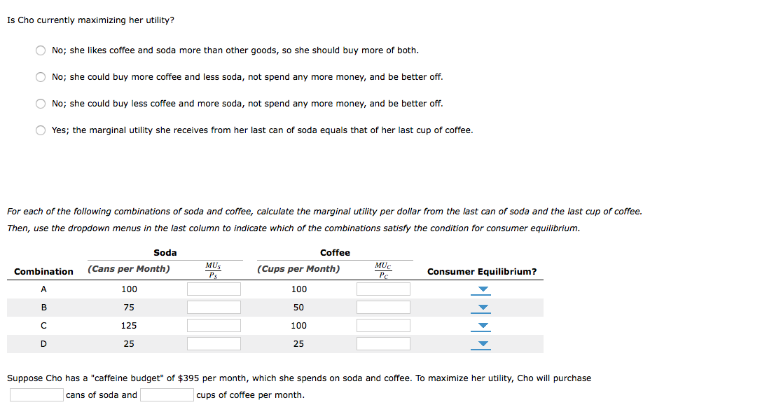 3. Finding consumer equilibrium Cho enjoys consuming