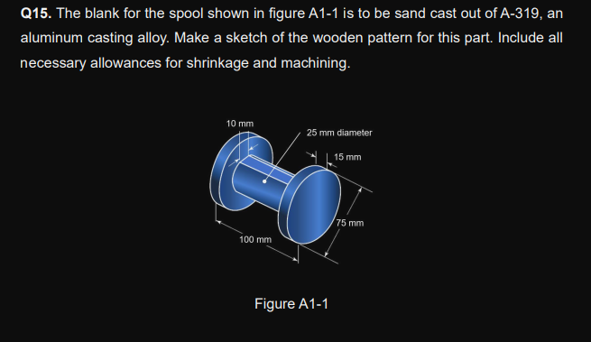 Solved The blank for the spool shown in figure A1-1 ﻿is to | Chegg.com