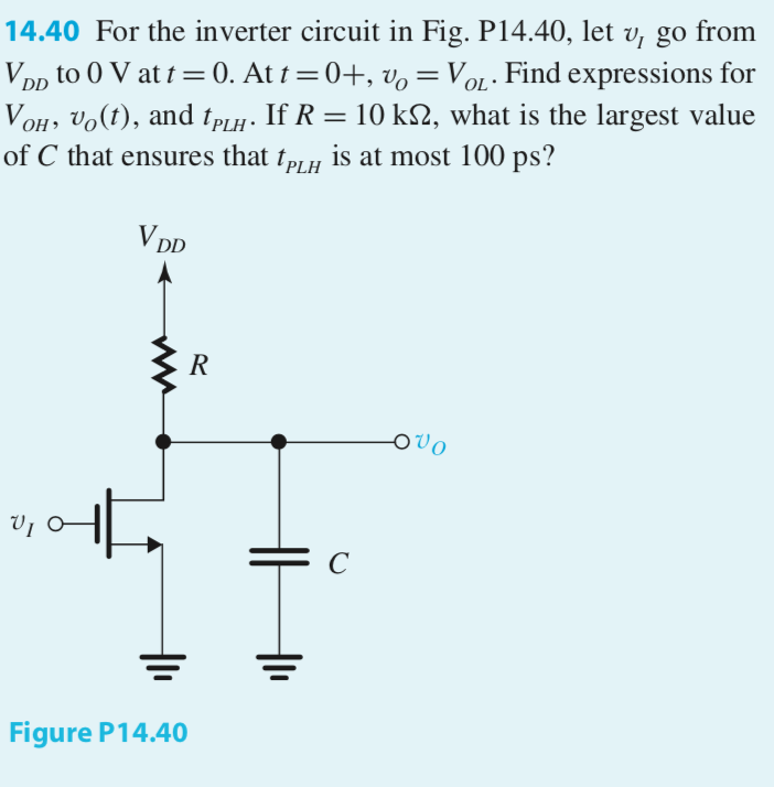 Solved 14.40 For the inverter circuit in Fig. P14.40, let v, | Chegg.com