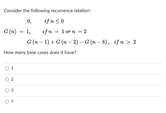 Solved Consider The Following Recurrence Relation Gn0 1308