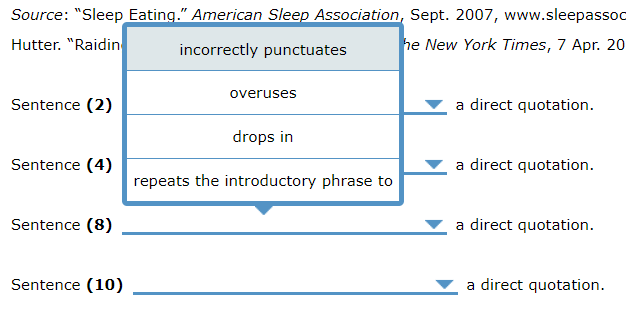 Solved 2. Integrating Quotations When You Want To Use | Chegg.com