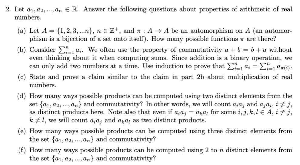 Solved Let A1, A2, ..., An ∈ R. Answer The Following | Chegg.com