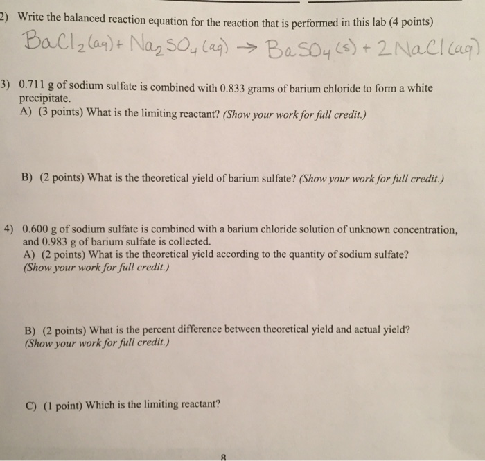 Solved Write The Balanced Reaction Equation For The Reaction | Chegg.com