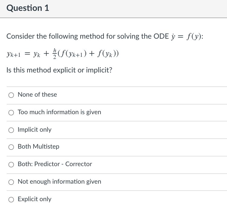 Solved Question 1 Consider The Following Method For Solving | Chegg.com